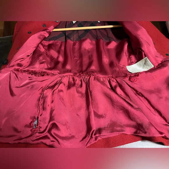 Burberry Brit  Wool Pea Coat Red Women’s US Size 6 Authentic (Read Description) - Picture 7 of 15